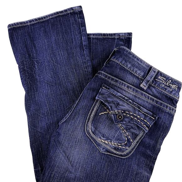 Silver Jeans Women's Straight Leg Jeans - Dark Blue - Picture 1 of 16